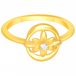 22KT Gold flower with Studded Ring