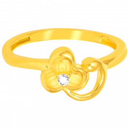 22KT Slim Steam with Studded Flower Gold Ring