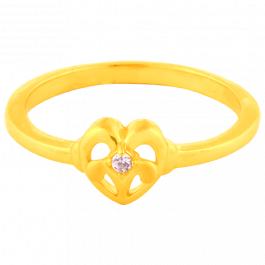 Shiny Gold Heart with Studded Ring