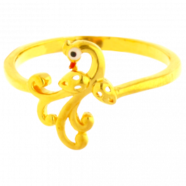 Pretty Peacock Design Gold Ring