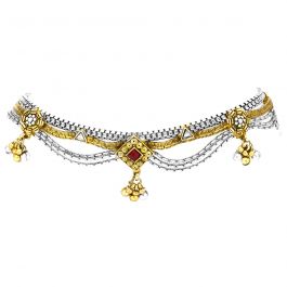 Antique Oxidized Silver with Gold Polish Silver Anklet
