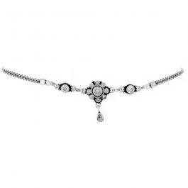 Oxidized Traditional Floral Silver Anklet