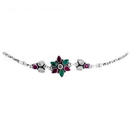 Beautiful Colorful Stones Silver Anklet