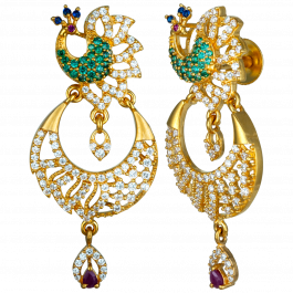 Beautiful Peacock Chand Bali Gold Earrings