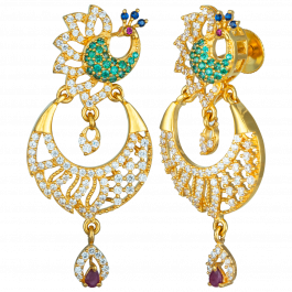 Beautiful Peacock Chandbali Gold Earrings