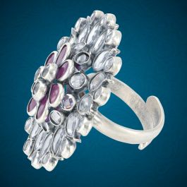 Eye Catchy Floral Silver Adjustable Rings