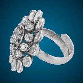 Elegant Floral Adjustable Silver Rings