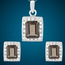 Stylish Cubic Silver Pendants with Earrings Set