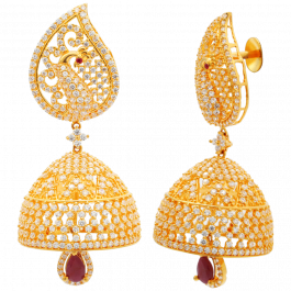 Glistening Peacock Stud Gold Earrings