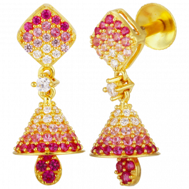 Enrich Pink Stones Gold Earrings