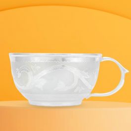 Trendy Classic Floral Engraved Tea Cups Silver Articles 367A011162