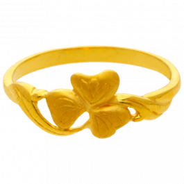 Pretty Floral Dual Tone Design Gold Ring