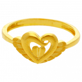 Twin Hearts And Wings Gold Ring