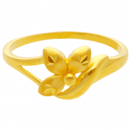 Elegant Three Petal Floral Gold Ring