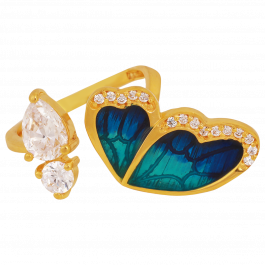 Fashionatic Enamel Butterfly Gold Rings