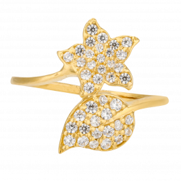 Gorgeous Floral with Leaf Gold Rings