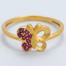 Lovely Semi Stone Butterfly Gold Rings