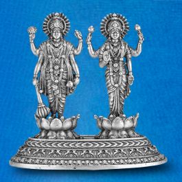 Lord Vishnu and Lakshmi Silver Idols