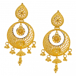 Appealing Chand Bali Hanging Jhumkas  Gold Earrings