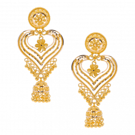 Heartine Hanging with Jhumkas Gold Earrings