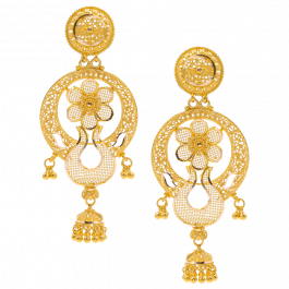 Thread Type Chand Bali with Jhumkas Gold Earrings