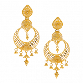 Gorgeous Chand Bali with Hanging Jhumkas  Gold Earrings