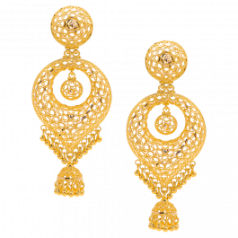 Chand Bali with Hanging Jhumkas Gold Earrings