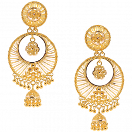 Chand Bali Design with Hanging Jhumkas Gold Earrings
