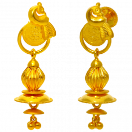 Elegant Lakshmi with Peacock Gold Earrings
