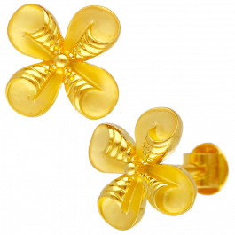 Pretty Four Petal Floral Gold Earrings