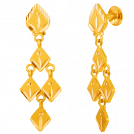 Lovely Leaves Dangler Gold Earrings