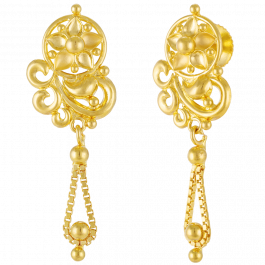 Beautiful Floral And Creaper Gold Earrings