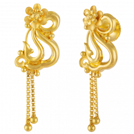 Tremendous Floral Design Gold Earrings