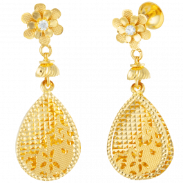 Admired Floral And Pear Gold Earrings
