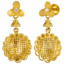 Stylus Floral Hanging Design Gold Earrings