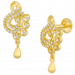 Royal Curled Leaf Pattern Gold Earrings