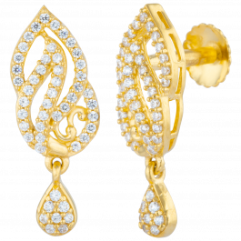 Gorgeous Twin Leaf With Drop Gold Earrings