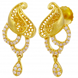 Feminine Mango Shape Gold Earrings