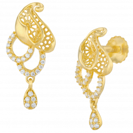 Feminine Mango Shape Gold Earrings | 4D368089