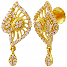 Elegant Leaf Drop Gold Earrings | 4D368090