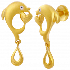 Cute Baby Dolphin Gold Earrings