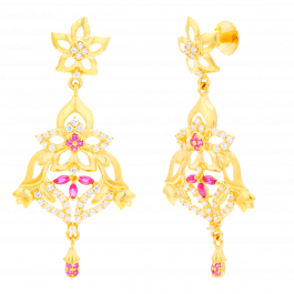 Dreamy Double Floral Gold Earrings 