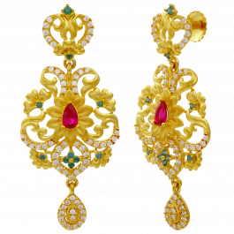 Vibrant Precios Chandelier Floral Gold Earrings