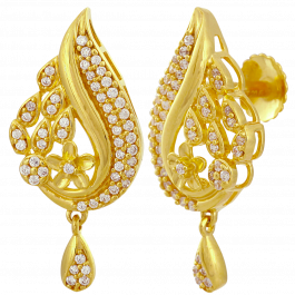 Diya Stud With Hanging Due Drops Gold Earrings | 4D427111