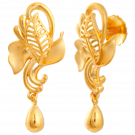 Elegant Leaf Pattern Gold Earring