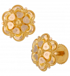 Pristine Heartin Floral Gold Earrings