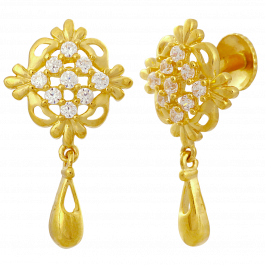 Floral  with Dancing Drops Gold Earrings
