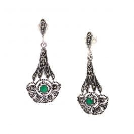 Alluring Antique Finish Hanging Silver Earrings