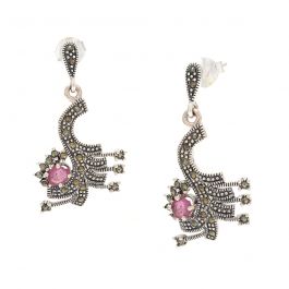 Traditional Antique Pattern Silver Earrings