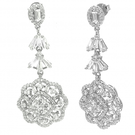 Sparkeling Floral Silver Earring